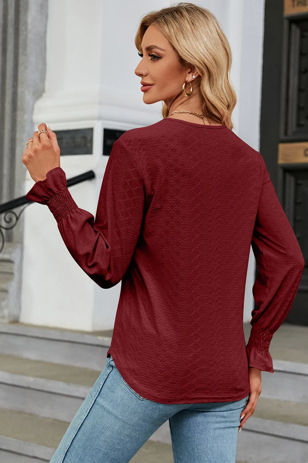 V-Neck Flounce Sleeve T-Shirt, image 12