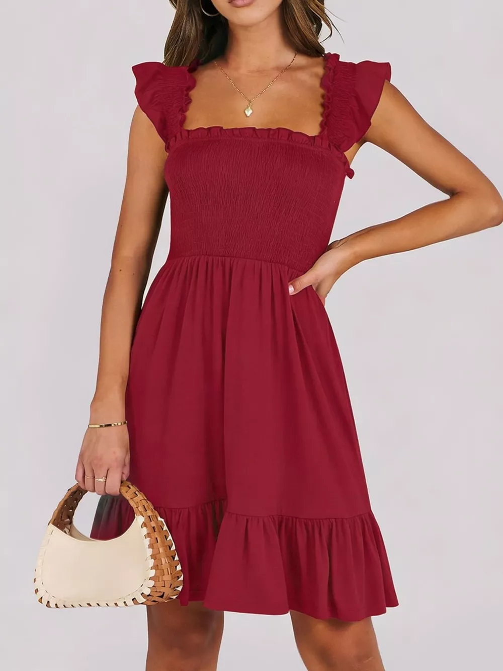 Smocked Ruffle Hem Mini Dress, image 17