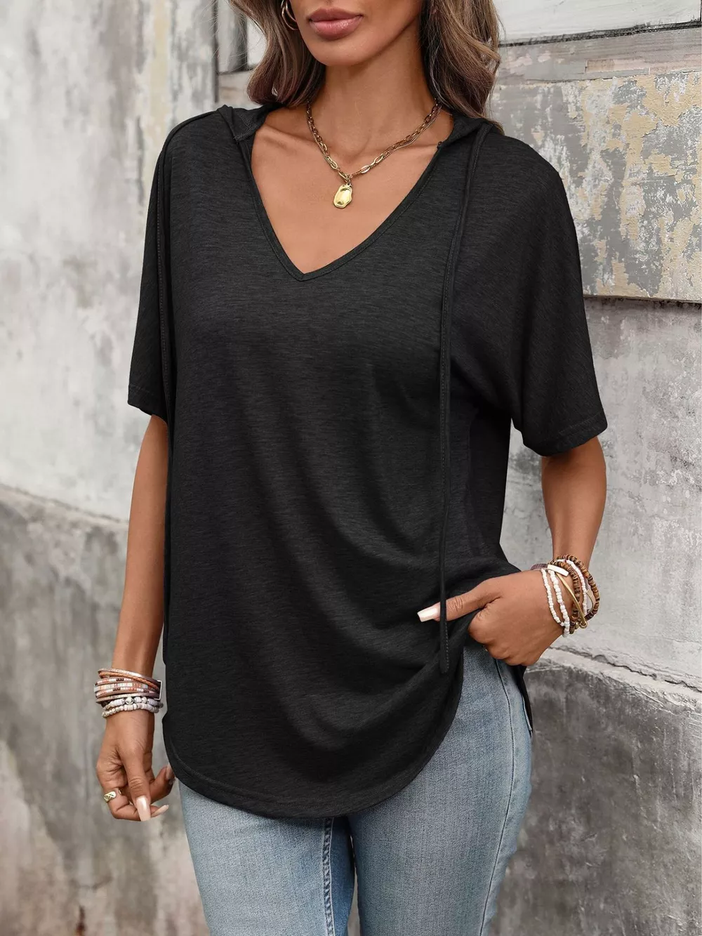 Casual Short Sleeve Hooded T-Shirt, image 22