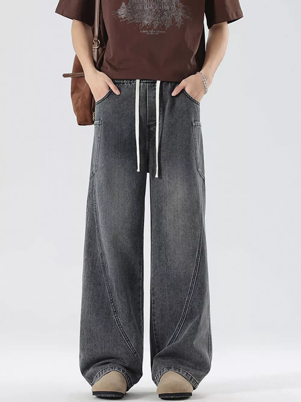 Men's Full Size Vintage Wash Wide Leg Jeans Plus Size, image 10