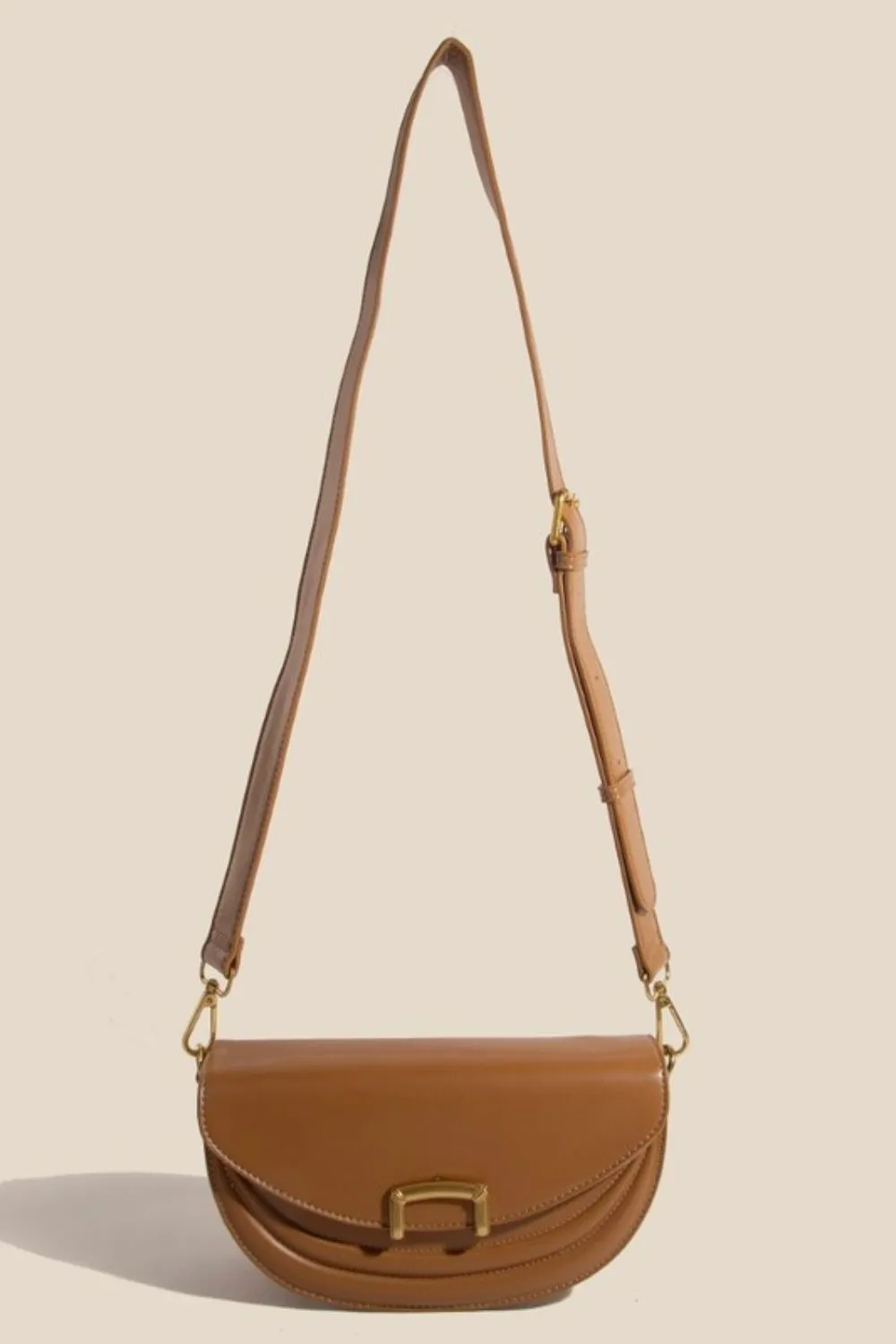 Fame Buckle Closure Crescent Faux Leather Crossbody Bag, image 2