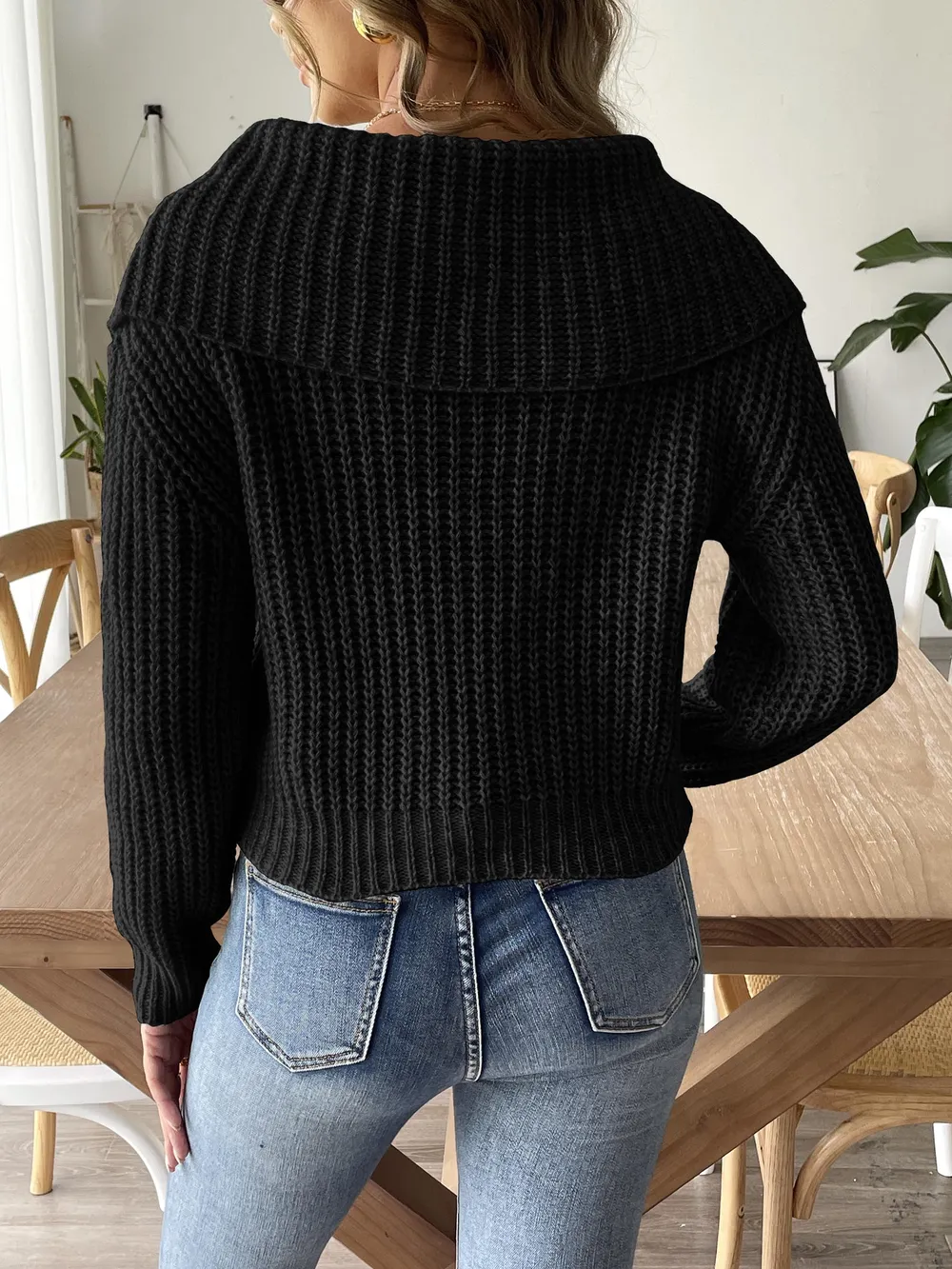 Cable-Knit Long Sleeve Sweater, image 8