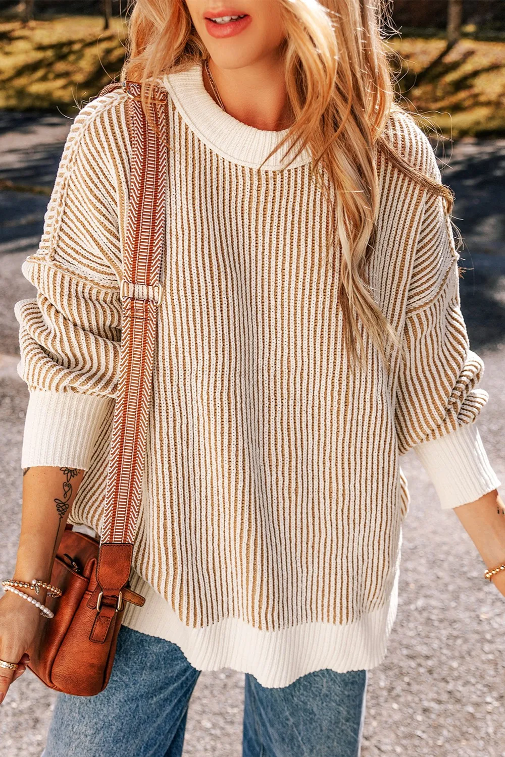 Round Neck Dropped Shoulder Sweater, image 13