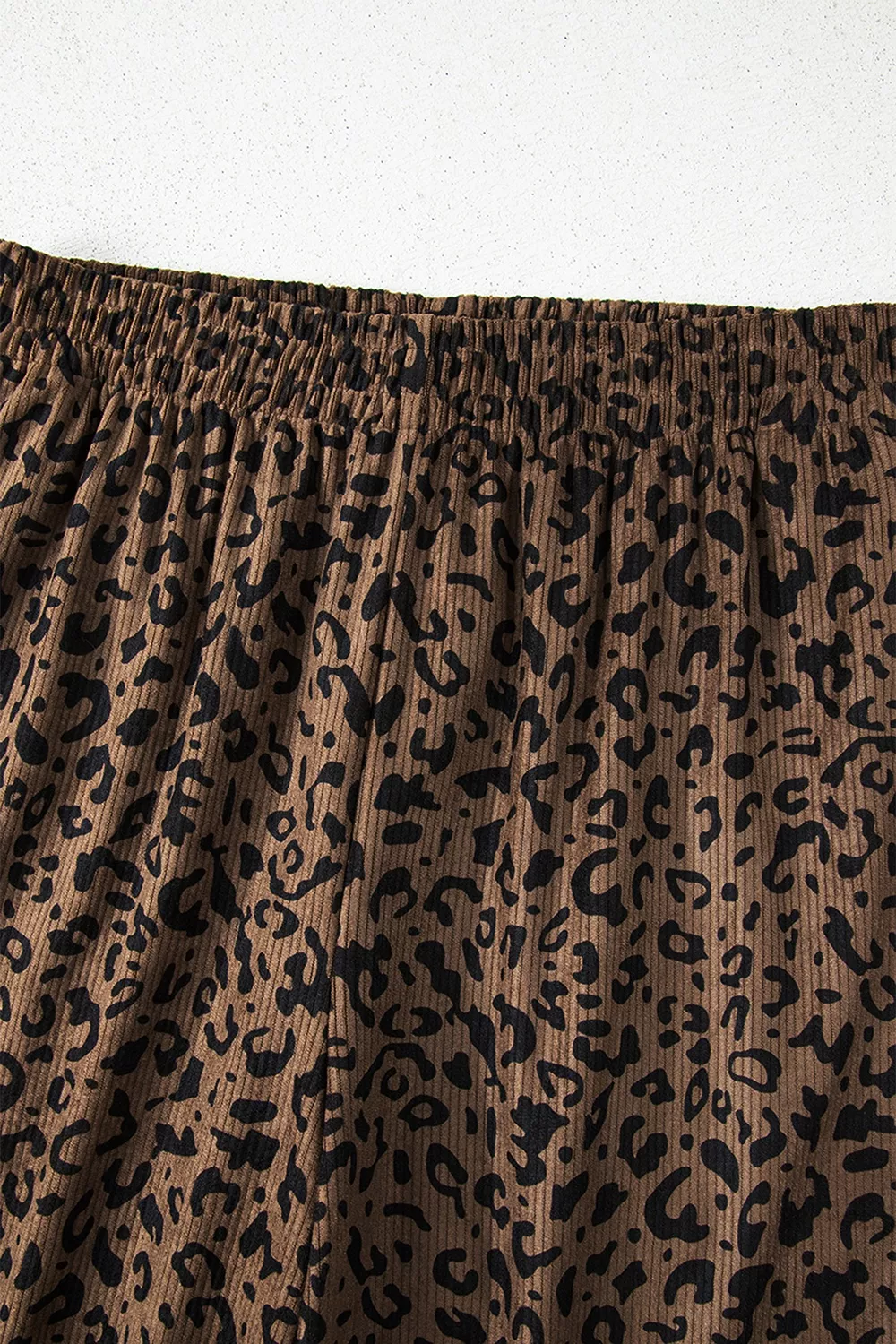 Leopard Print Elastic High Waist Loose Corduroy Pants, image 9