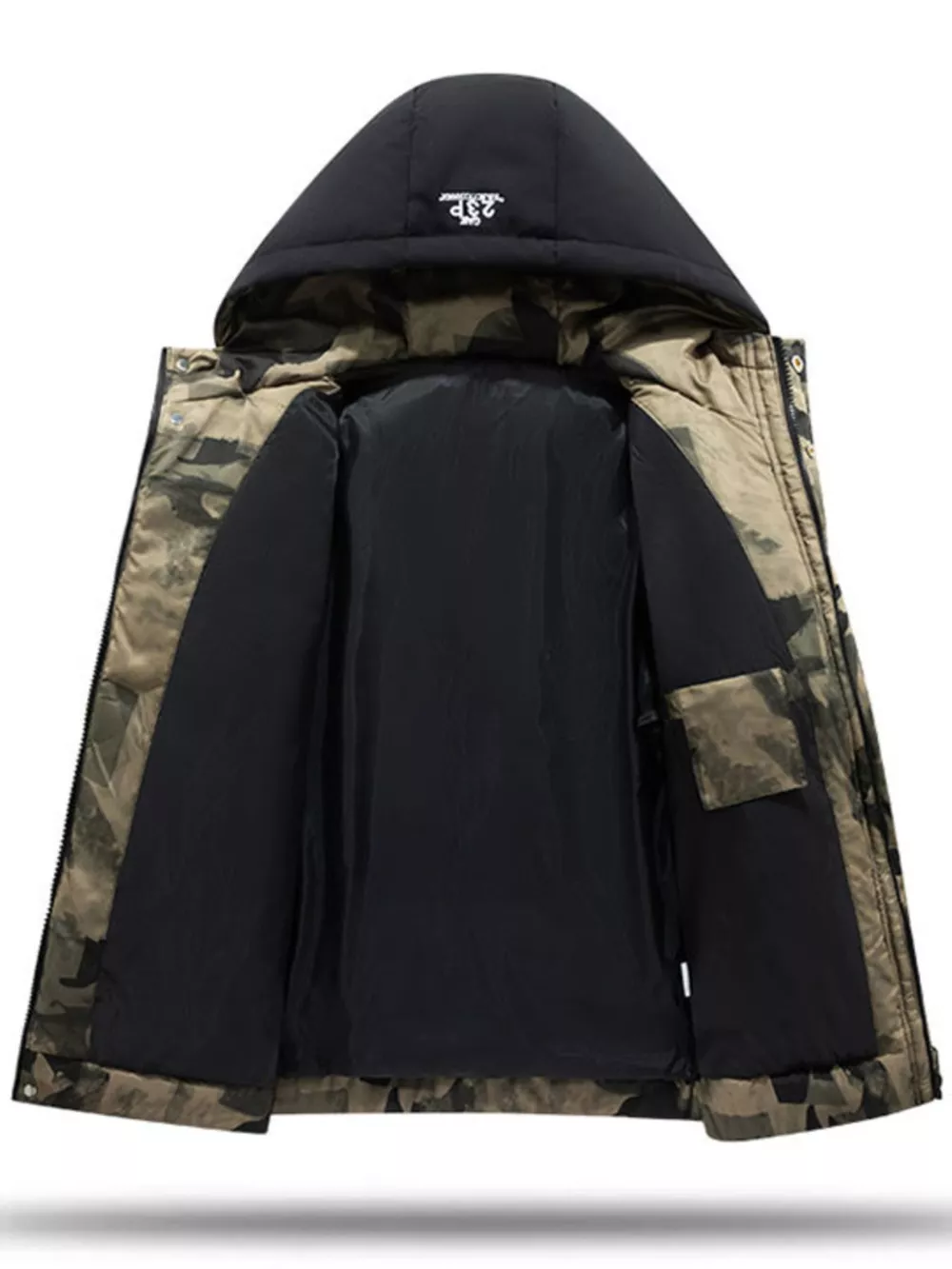 Men's Plus Size Hooded Padded Zip Up Coat, image 4