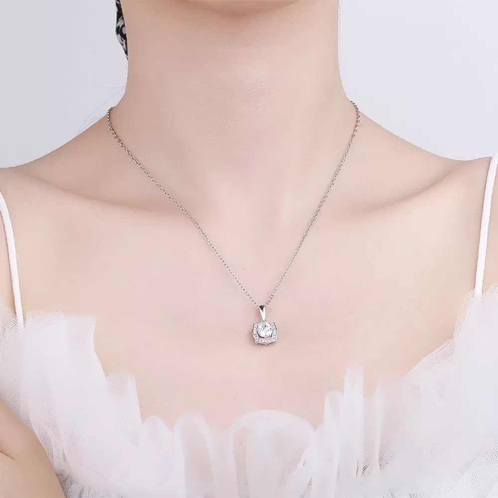1 Carat Moissanite 925 Sterling Silver Necklace, image 4