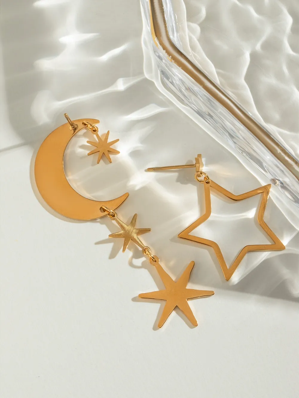 18K Gold-Plated Moon & Star Dangle Earrings, image 5