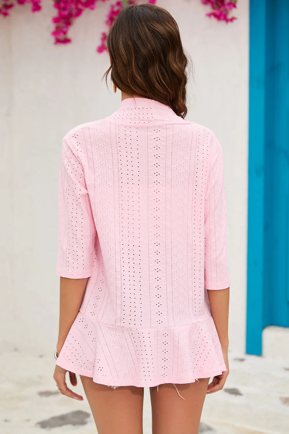 Eyelet Open Front Cardigan, image 17