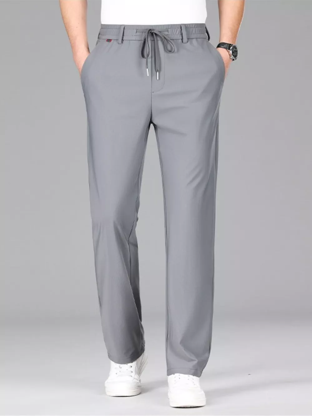 Men's Plus Size Lightweight Drawstring Casual Pants, image 2