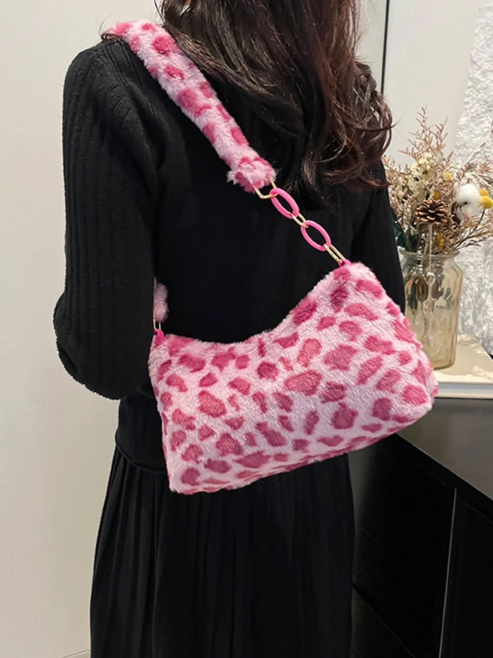 Leopard Fluff Shoulder Bag, image 13