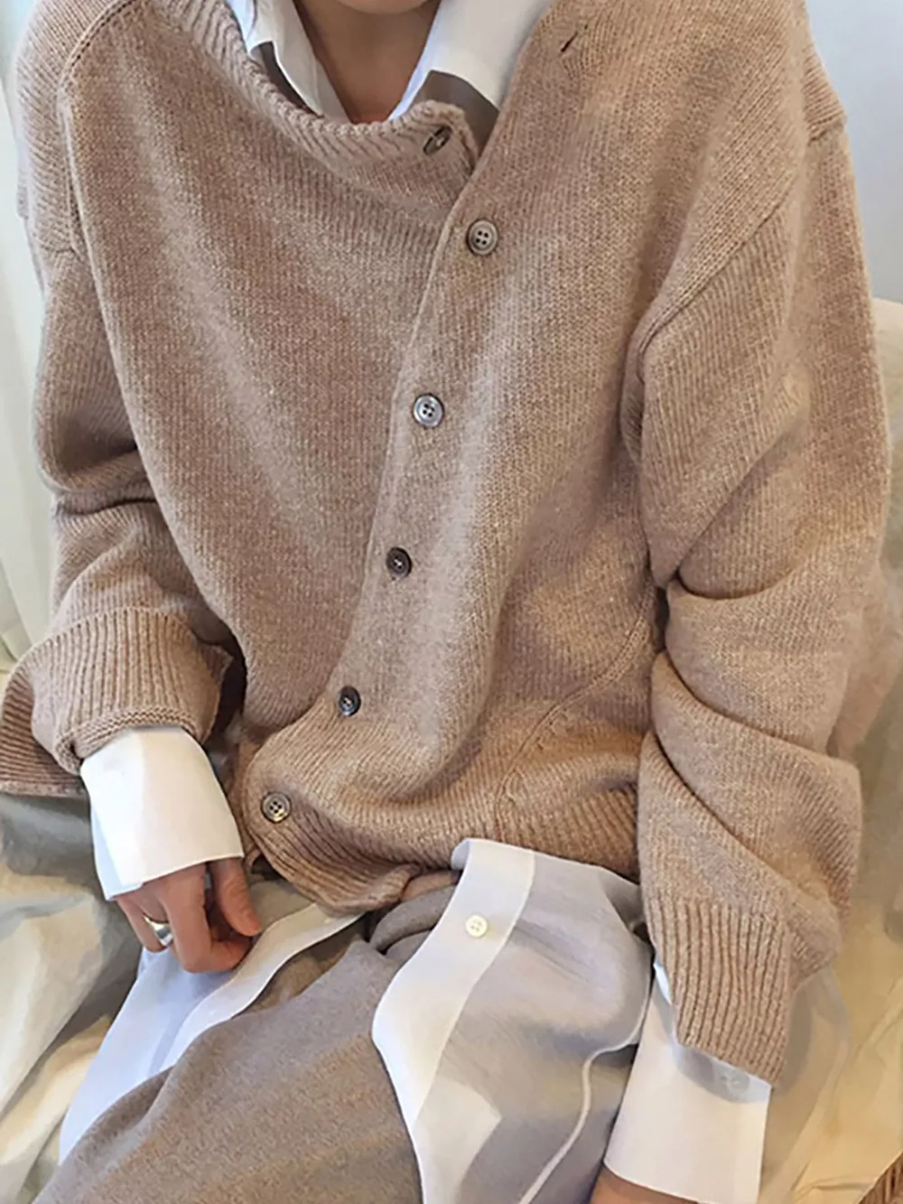 Asymmetric Button-Down Sweater, image 5