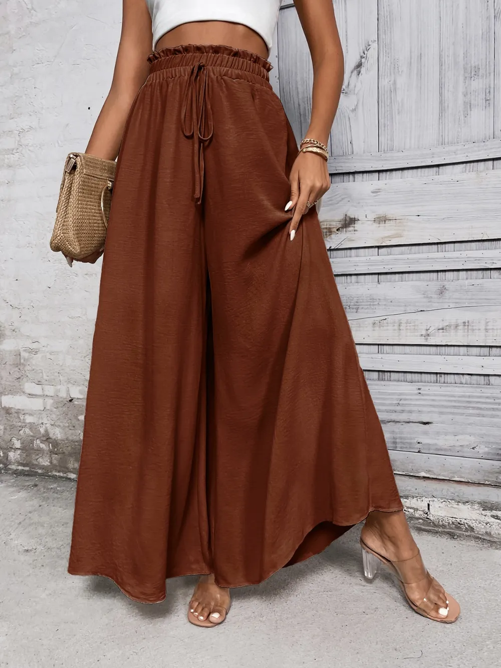 Tied High Waist Wide Leg Pants, image 18