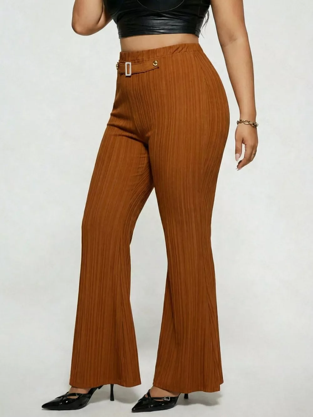 Plus Size High Waist Flare Pants, image 3