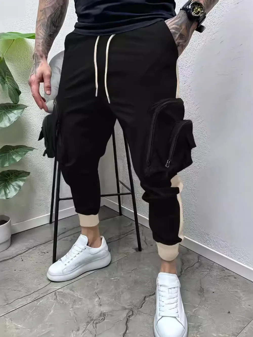 Men's Full Size Drawstring Joggers with Pockets Plus Size, image 2