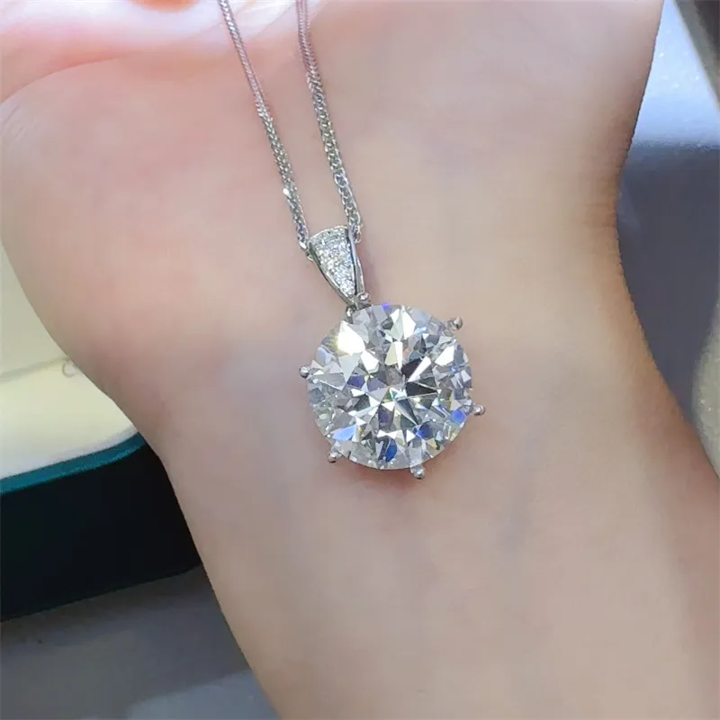 10 Carat Moissanite 925 Sterling Silver Pendant Necklace, image 4