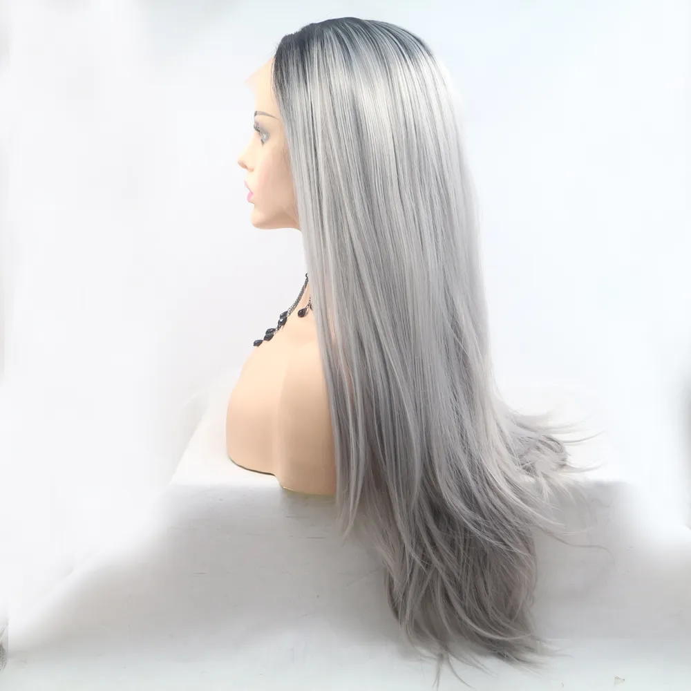 13*3" Lace Front Wigs Synthetic Long Straight 24" 130% Density, image 3