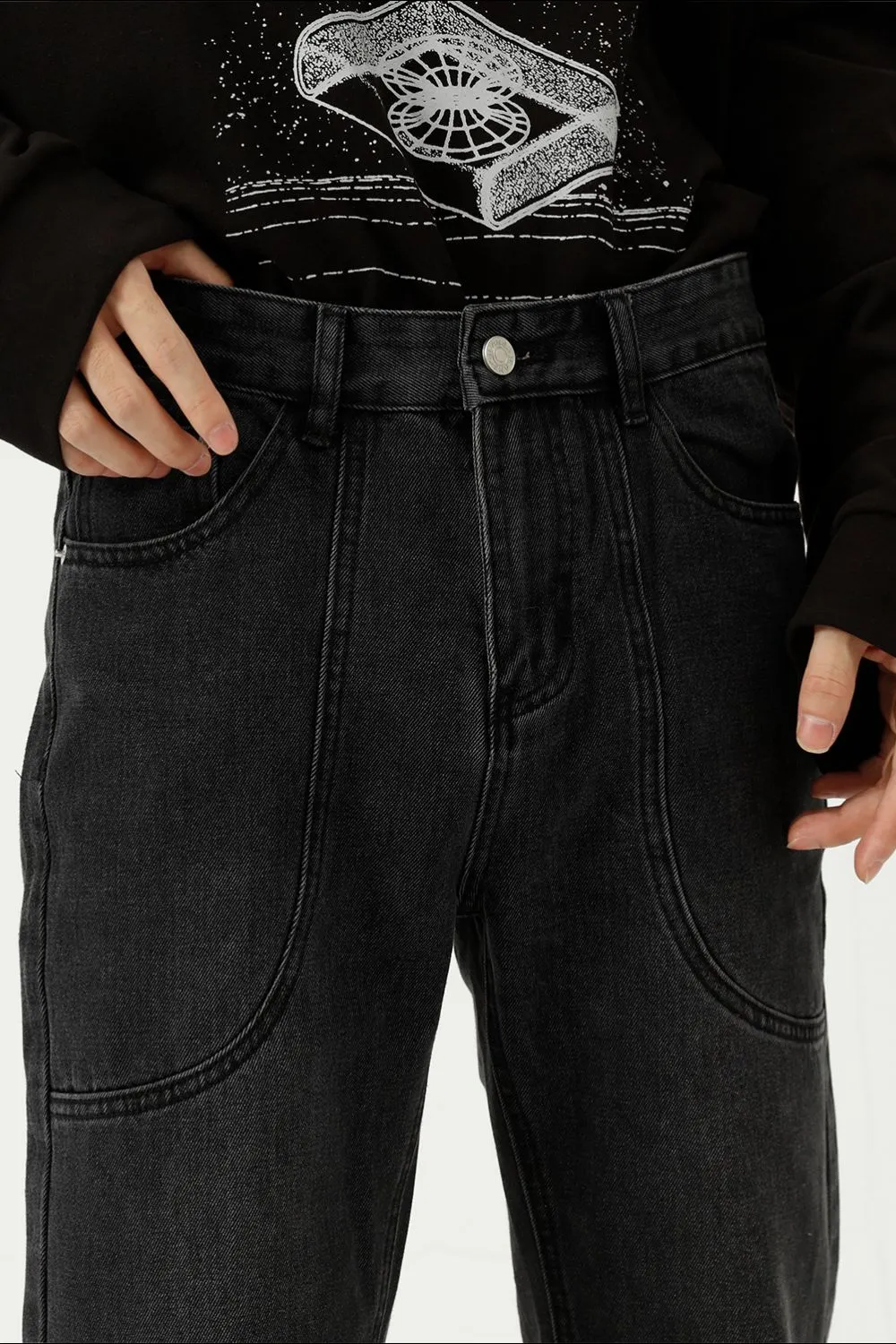 Straight-Leg Jeans with Stitch Detail, image 5