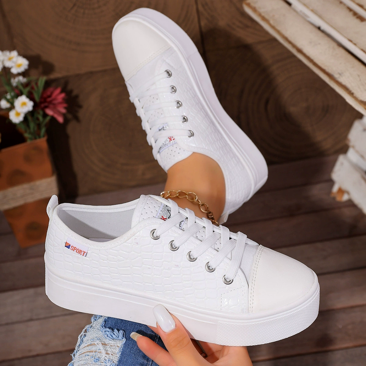 Round Toe Platform Sneakers, image 5