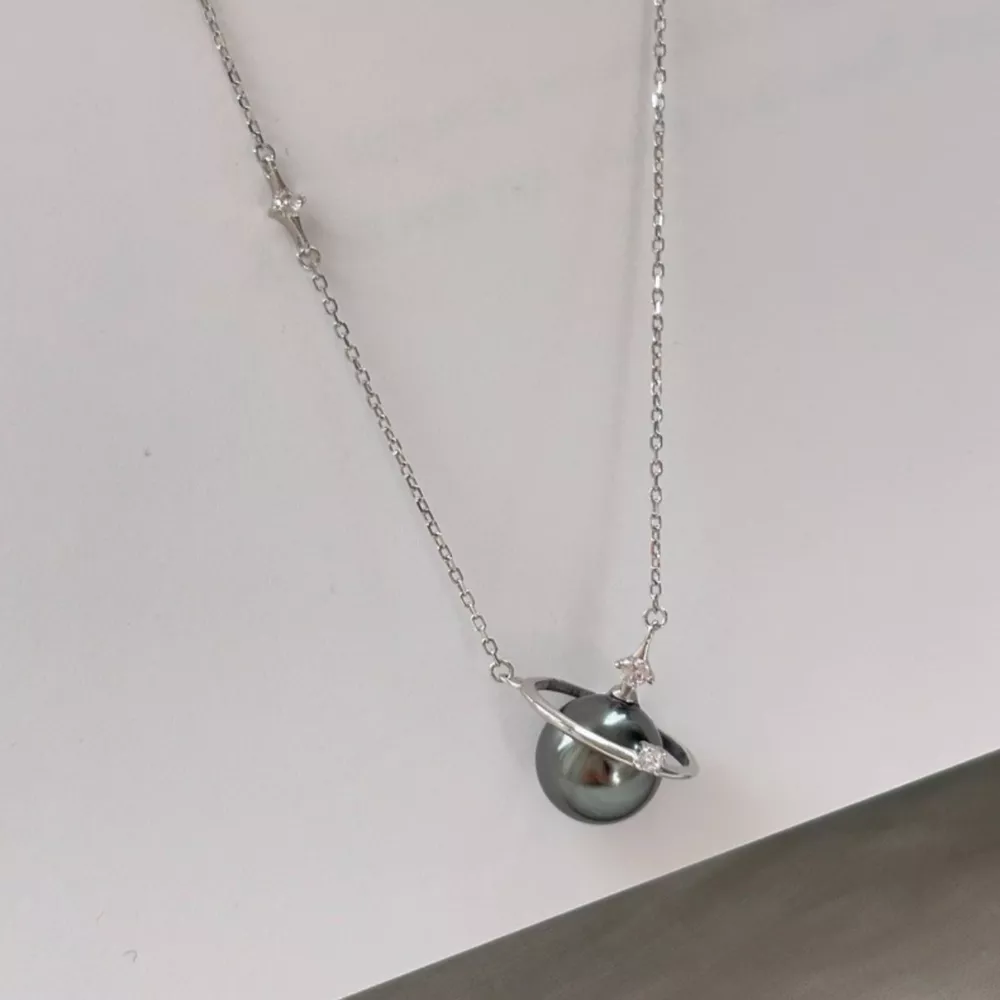 Planet Pearl Pendant Necklace, image 3
