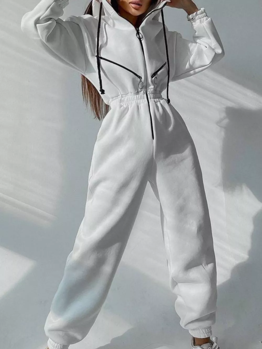 Hooded Zip-Up Long Sleeve Jumpsuit, image 2
