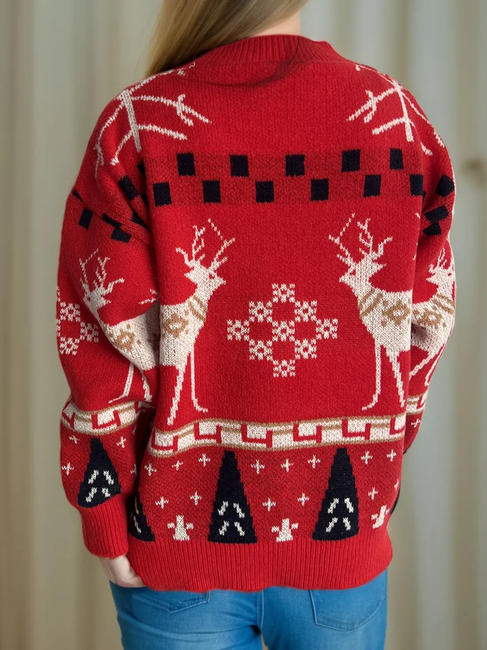 Christmas Element Round Neck Long Sleeve Sweater, image 3