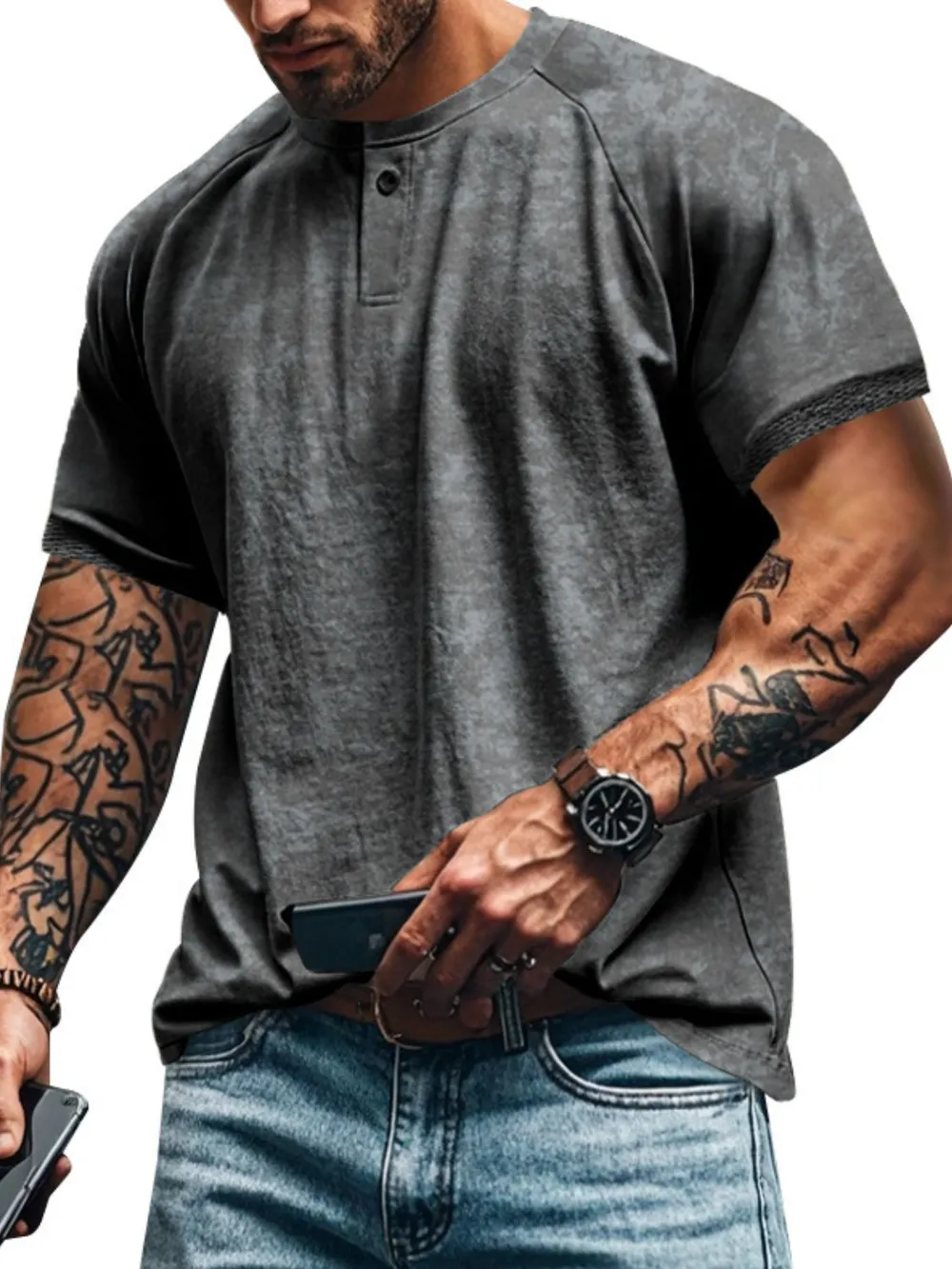 Men's Full Size Round Neck Short Sleeve T-Shirt Plus Size, image 10