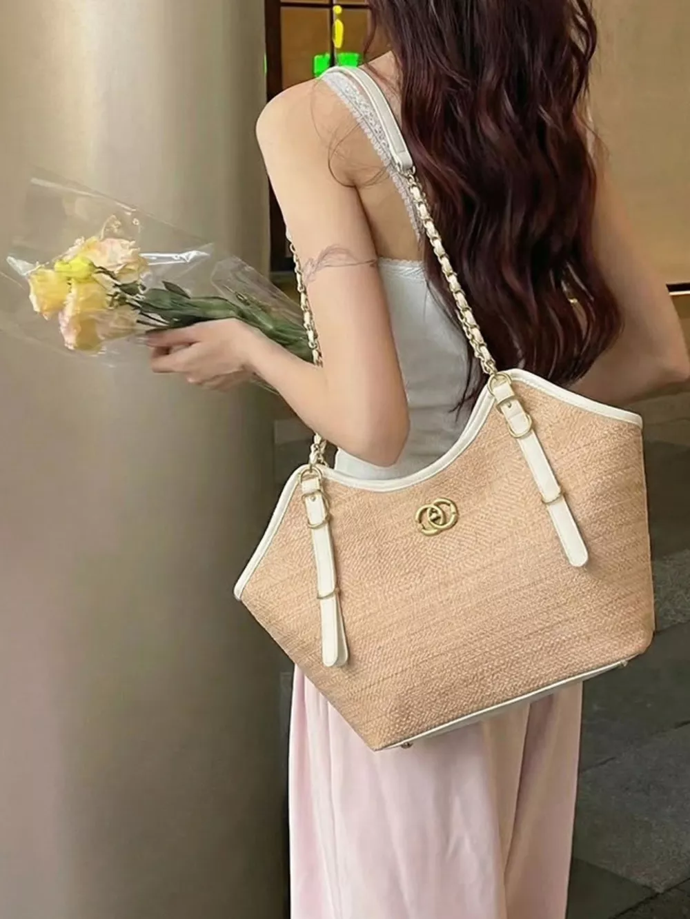 Contrast Trim Adjustable Strap Shoulder Bag, image 5