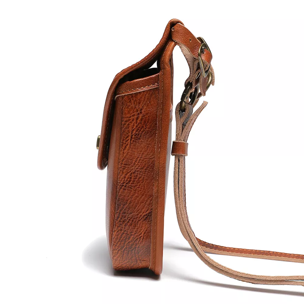 Cowhide Leather Crossbody Bag with Metal Clasp, image 8