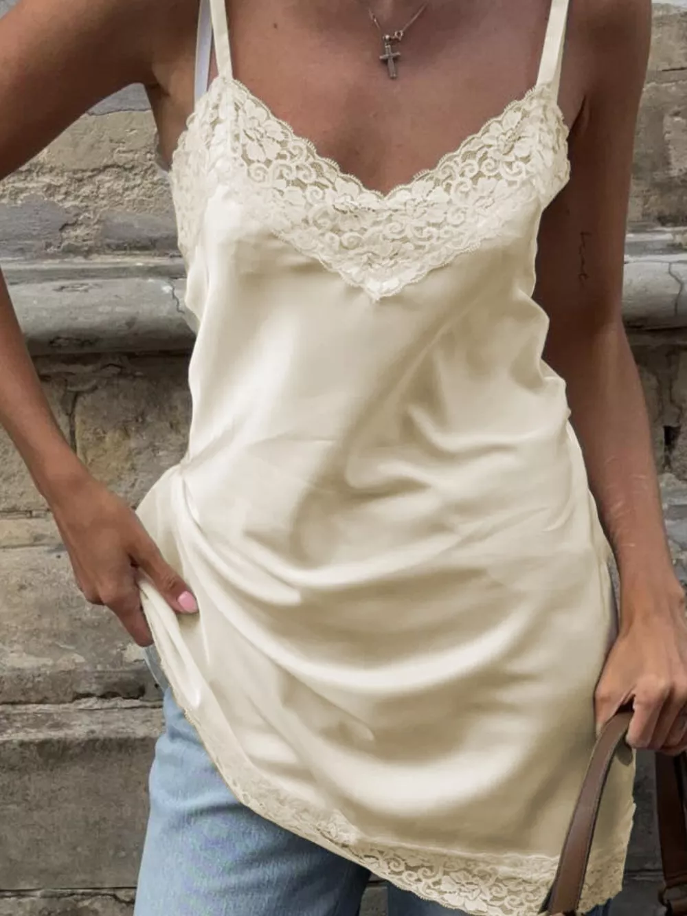 Lace Detail V-Neck Cami, image 16
