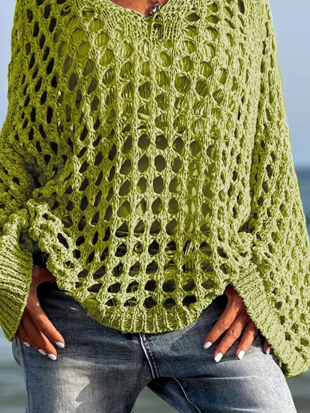 Crochet Long Sleeve Knit Cover Up, image 8