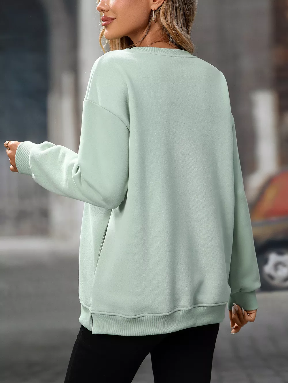 Casual Solid Color Long Sleeve Sweatshirt, image 18