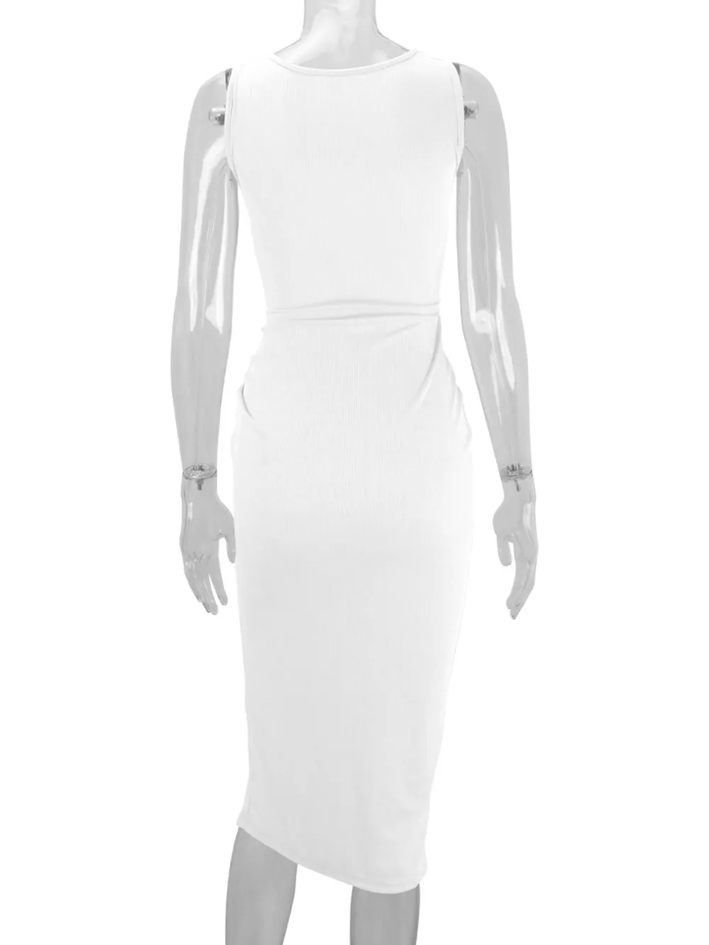 Sleeveless Cut-Out Ruched High-Slit Bodycon Dress, image 19