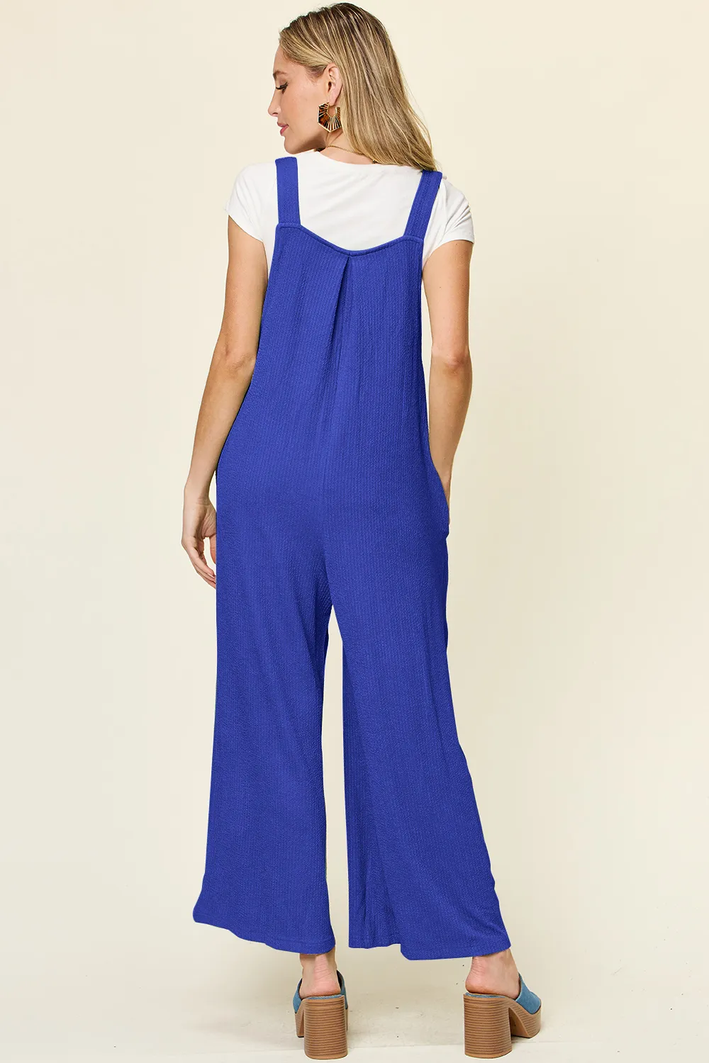 Full Size Texture Sleeveless Wide Leg Overall, image 9