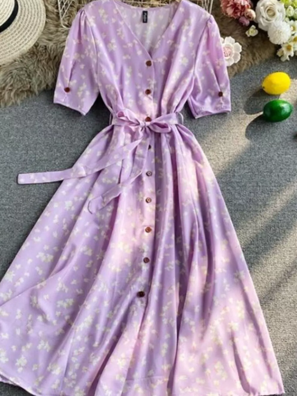 Floral Print V-Neck Midi Dress, image 22