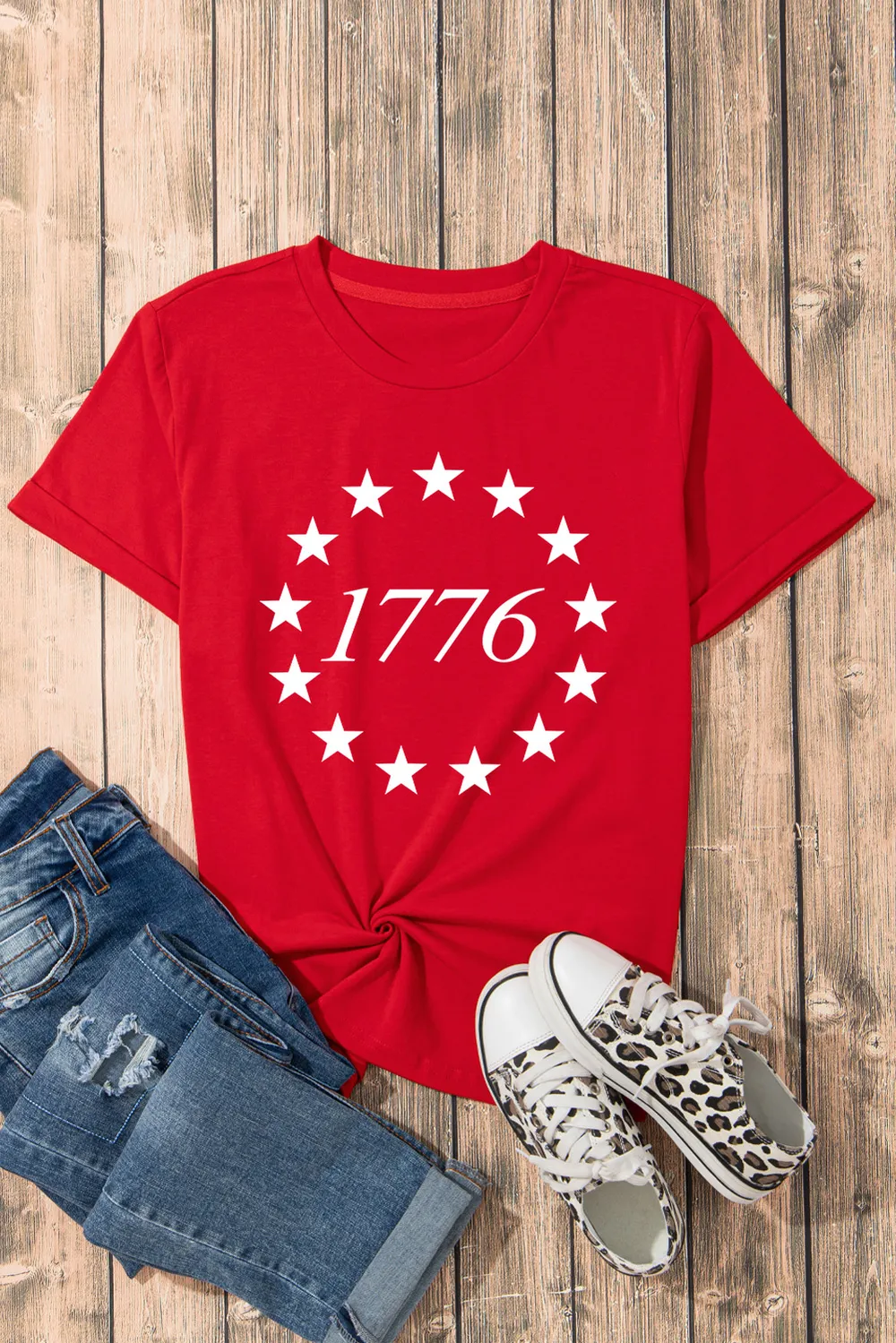 Graphic Round Neck Short Sleeve T-Shirt, image 4