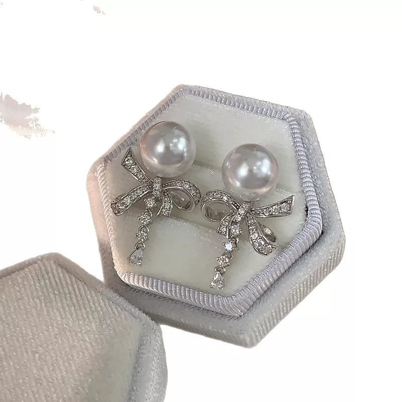 Pearl & Bow Drop Earrings, image 4