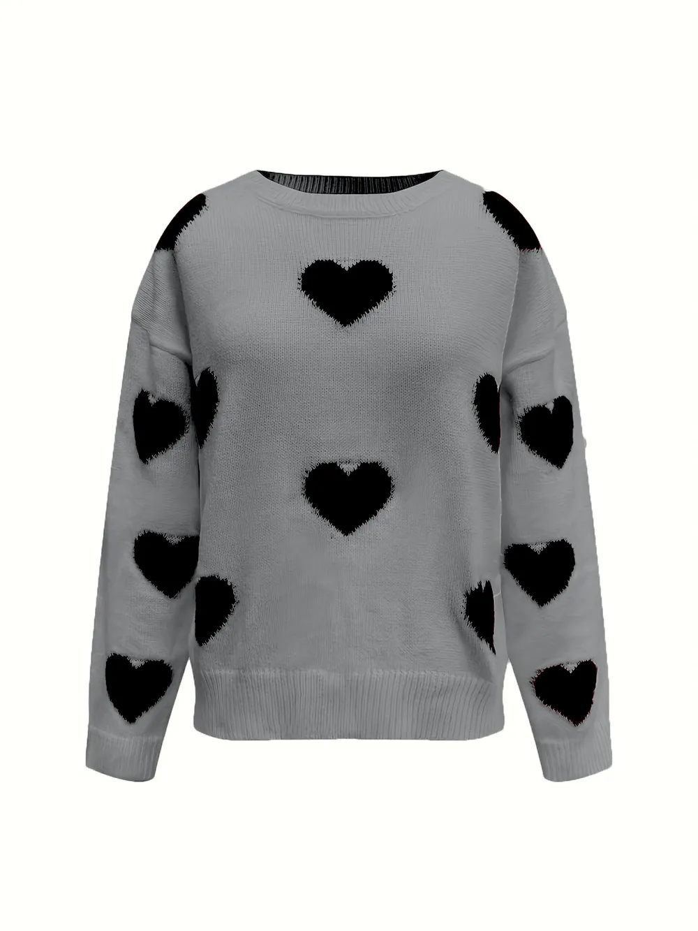 Valentine’s Day Heart Round Neck Long Sleeve Sweater, image 7