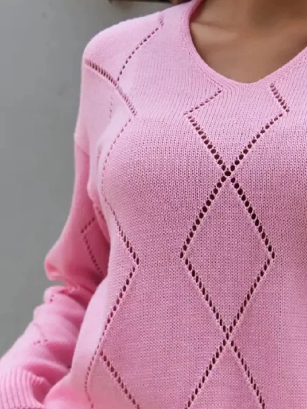 Openwork V-Neck Sweater, image 21