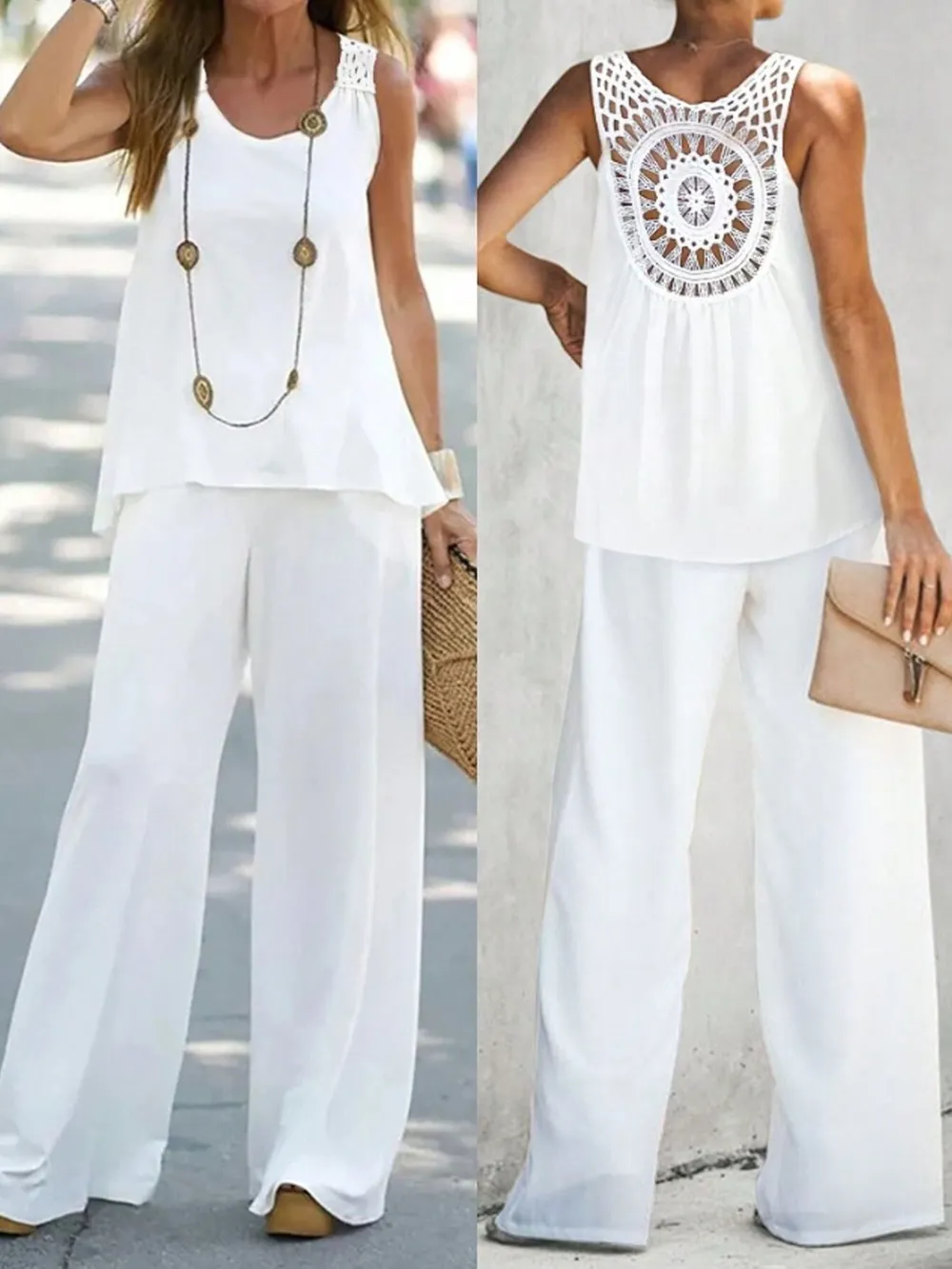 Round Neck Tank and Wide Leg Pants Set, image 18