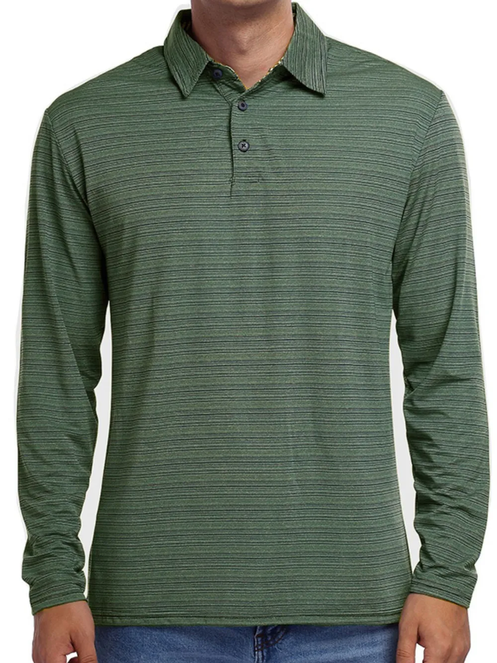 Men's Striped Long Sleeve Polo Shirt, image 4