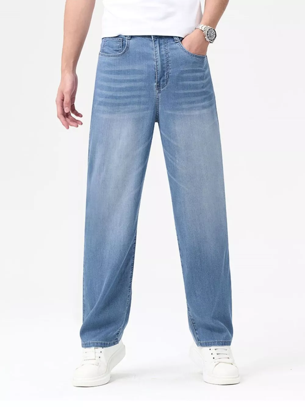 Men's Wash Wide Leg Jeans, image 7
