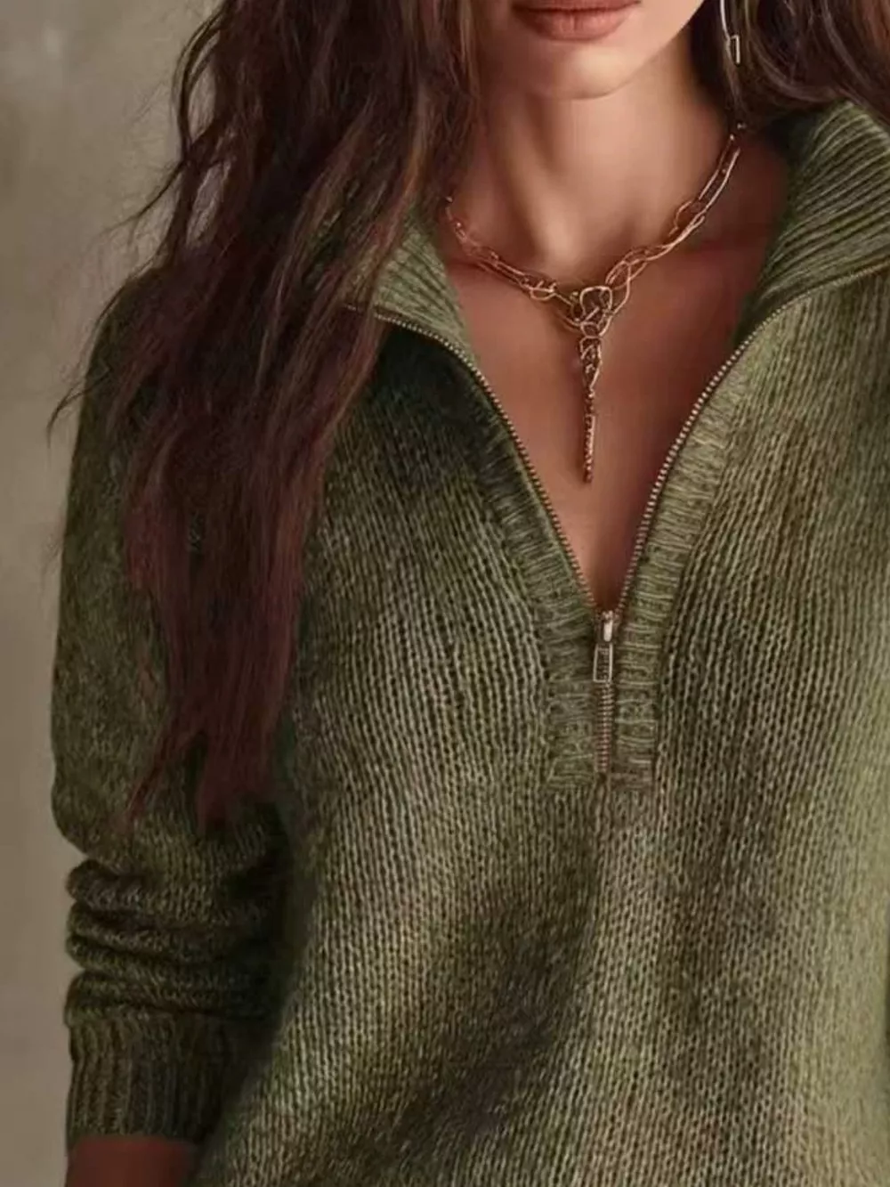 Half Zip Dropped Shoulder Sweater, image 8
