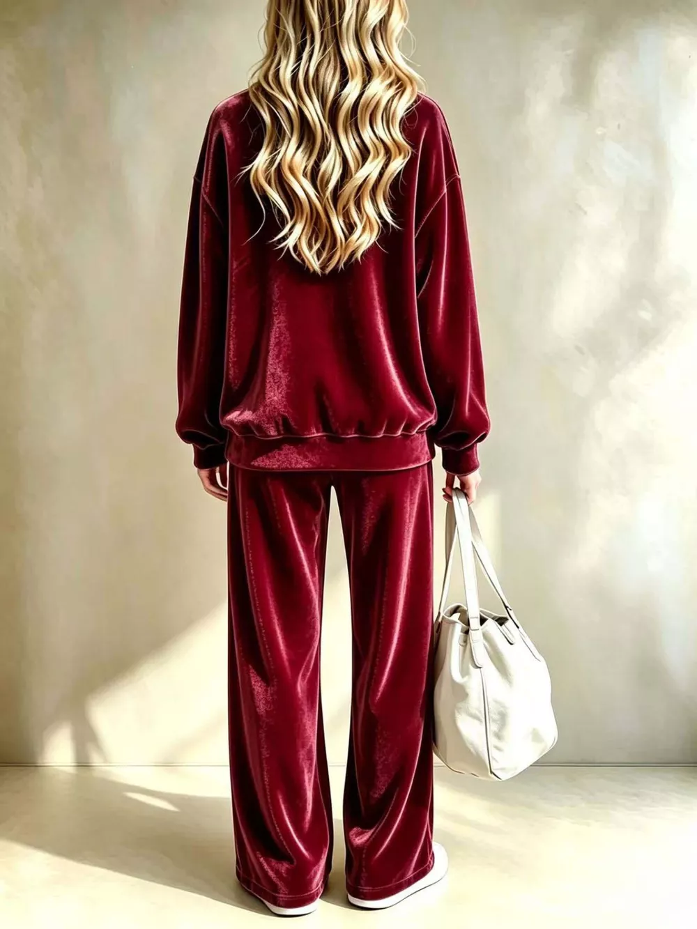 Full Size Velvet Dropped Shoulder Top and Wide-Leg Pants Set Plus Size, image 10