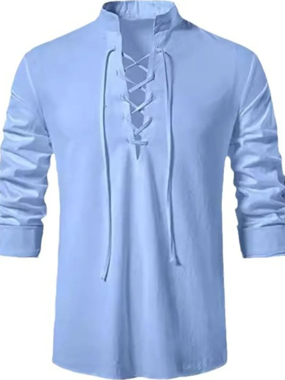 Men's Lace Up Long Sleeve Blouse, image 12