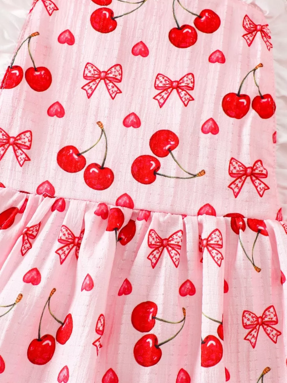 Children's Cherry Print Ruffle Trim Dress, image 4