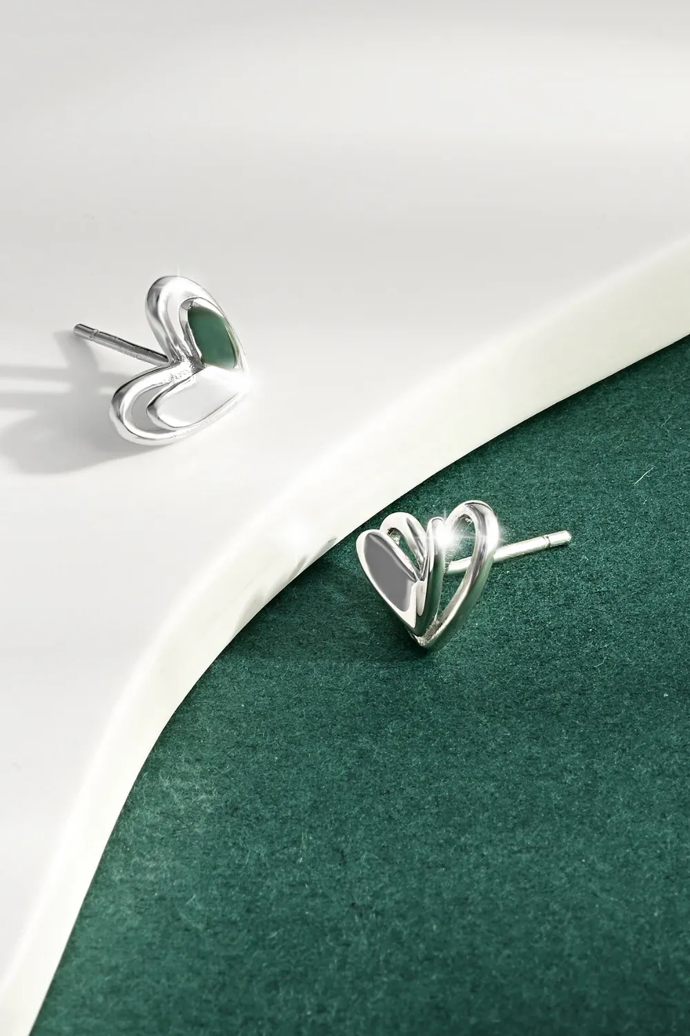925 Sterling Silver Heart Stud Earrings