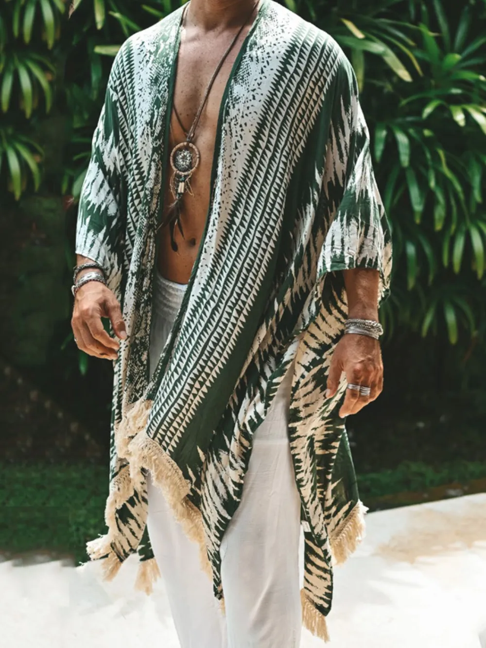 Men's Full Size Fringe Open Front Cover-Up Plus Size, image 4