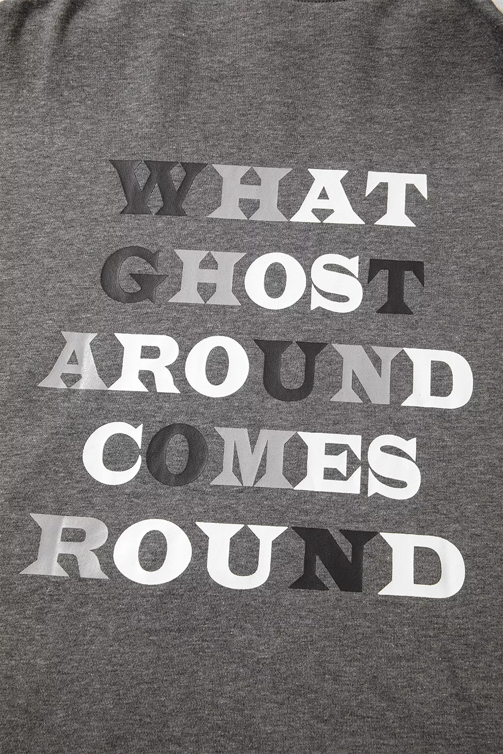 Halloween Ghost Print Mineral Wash Oversize Hoodie, image 9