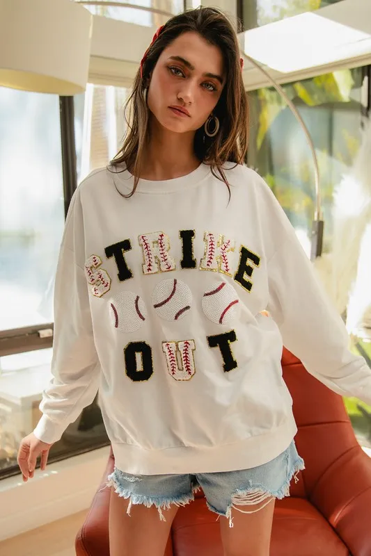 Baseballs Strikeout Patches French Terry Sweatshirt, image 3