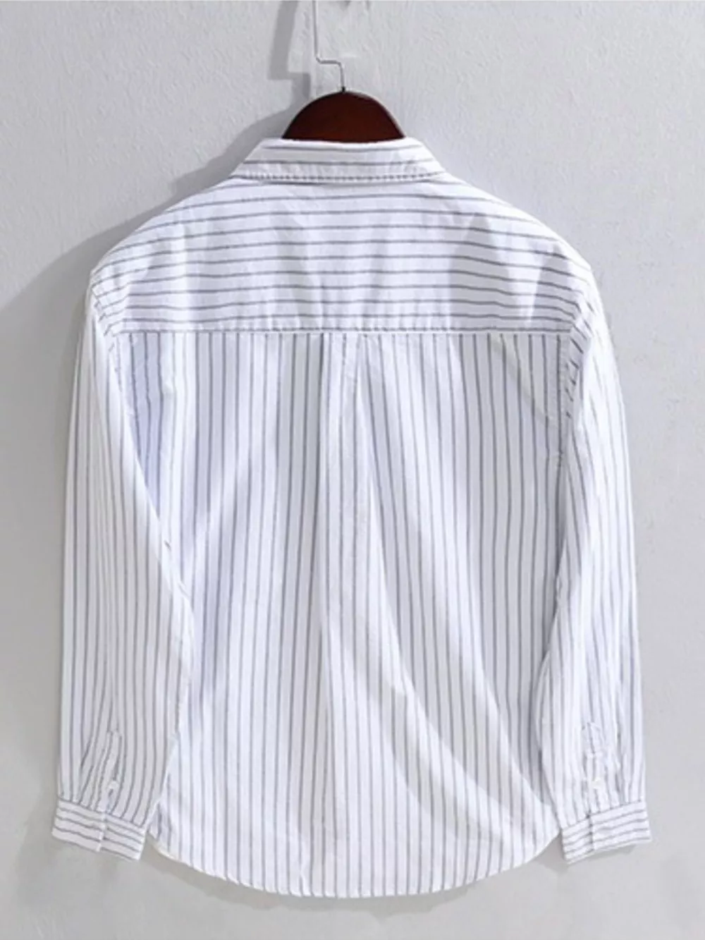 Men's Plus Size Striped Button Up Long Sleeve Shirt, image 3
